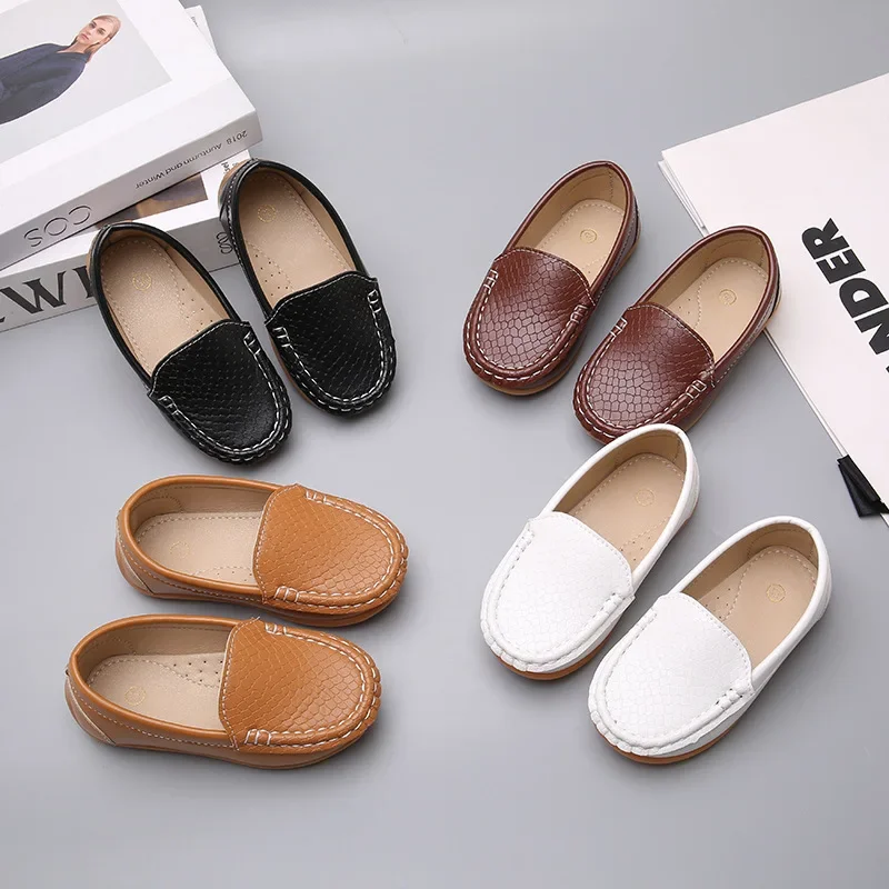 JGSHOWKITO 2026 Brand New Boys Casual Loafers Fashion Classic Soft PU Slip-on Kids Wedding Party Leather Flats Moccasins Trendy