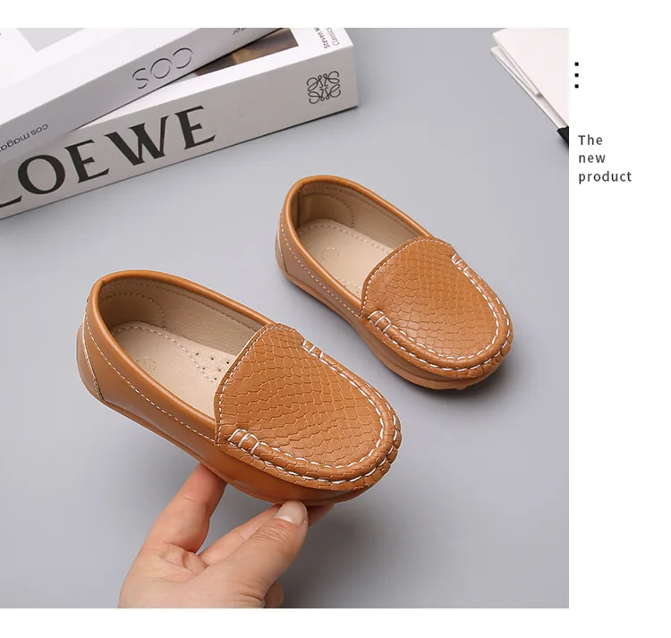JGSHOWKITO 2026 Brand New Boys Casual Loafers Fashion Classic Soft PU Slip-on Kids Wedding Party Leather Flats Moccasins Trendy