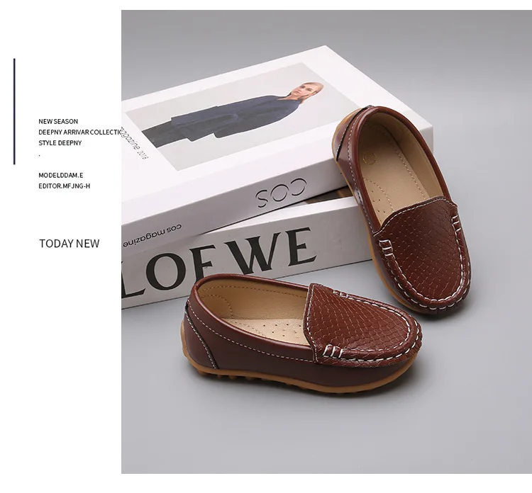 JGSHOWKITO 2026 Brand New Boys Casual Loafers Fashion Classic Soft PU Slip-on Kids Wedding Party Leather Flats Moccasins Trendy