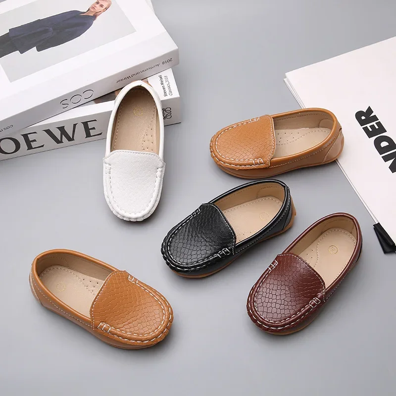 JGSHOWKITO 2026 Brand New Boys Casual Loafers Fashion Classic Soft PU Slip-on Kids Wedding Party Leather Flats Moccasins Trendy