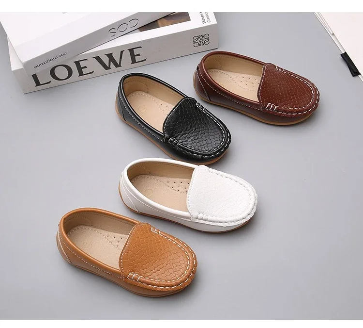 JGSHOWKITO 2026 Brand New Boys Casual Loafers Fashion Classic Soft PU Slip-on Kids Wedding Party Leather Flats Moccasins Trendy