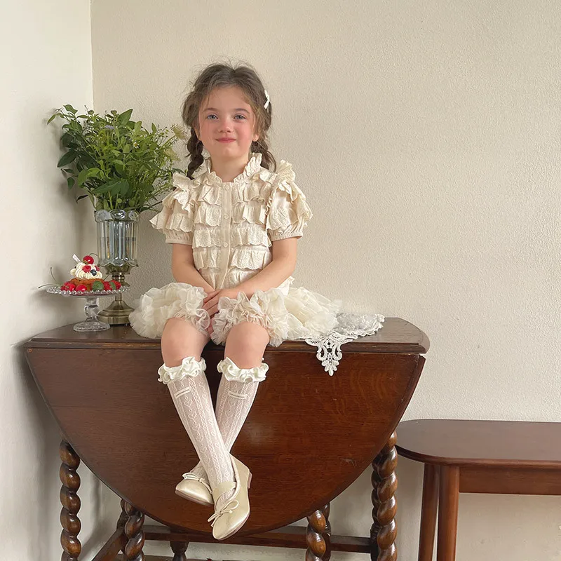 Japanese Style Kids Girls Mesh Eyelet Lace Socks Princess Breathable Knee High Socks Spring Children Sweet Stocking