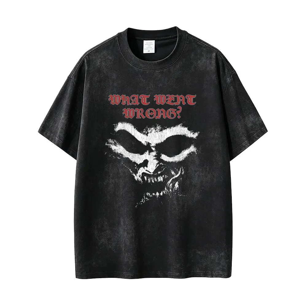 Postal Dude Vintage Acid Washed T Shirt Men Women Horror Gothic Rock T-shirt Male Fashion Oversized Short Sleeves T-shirts Tops