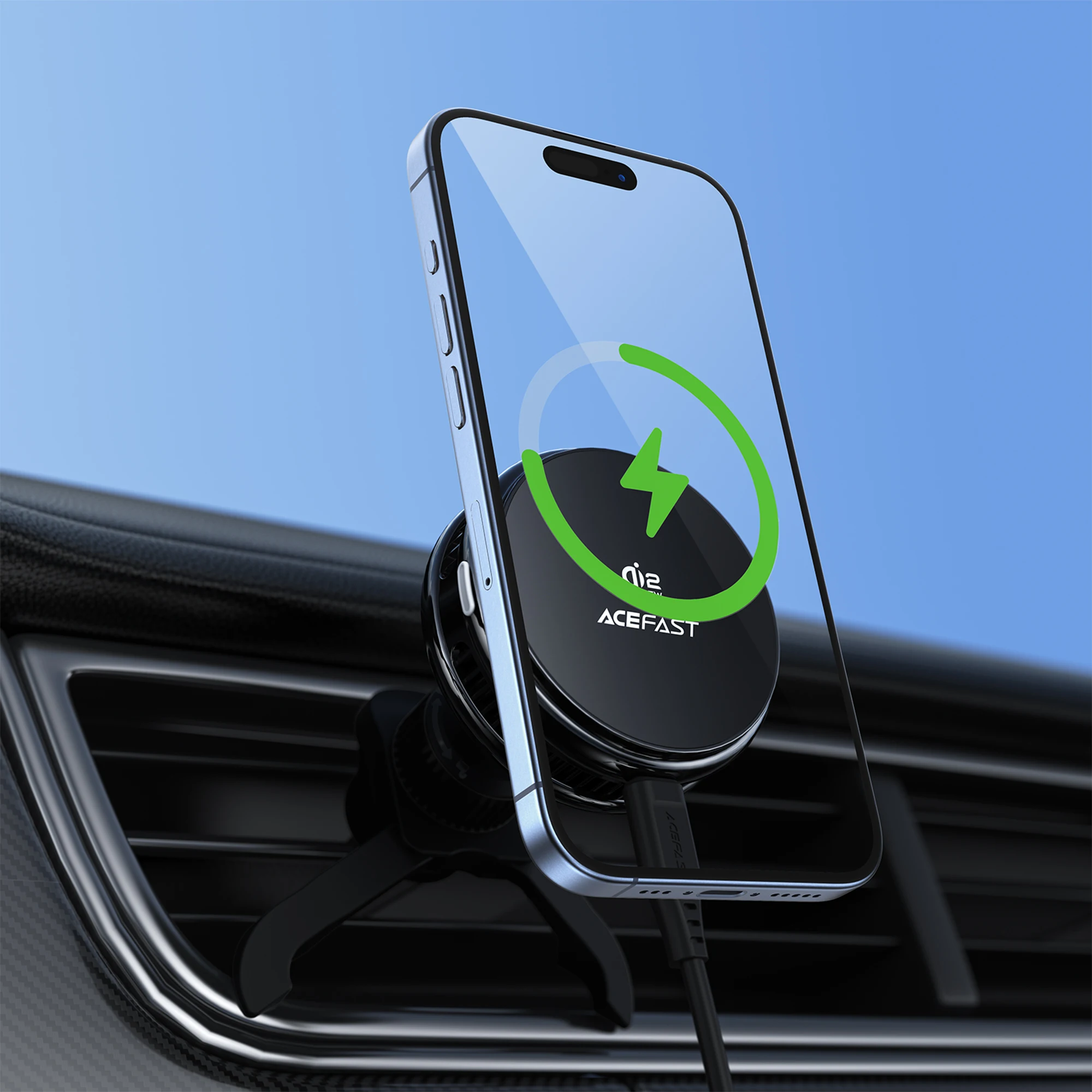 ACEFAST Qi2 25W Cooling Wireless Charging Phone Holder For iPhone 17 16 Air Vent Stable Clip Wireless Bracket Charging Station