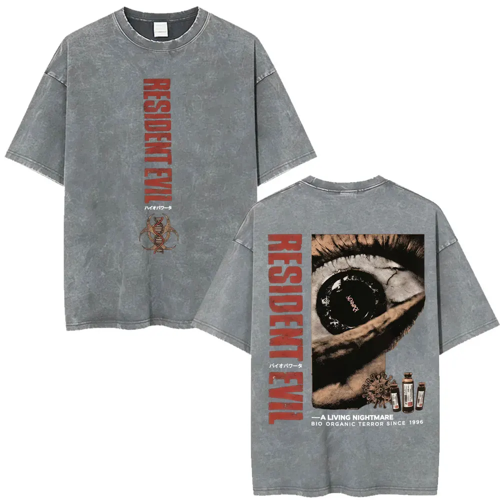 Resident Evil Requiem Washed T Shirt Leon Kennedy Grace Ashcroft Vintage 90s T-shirts Men Women Fashion Classic Harajuku T-shirt