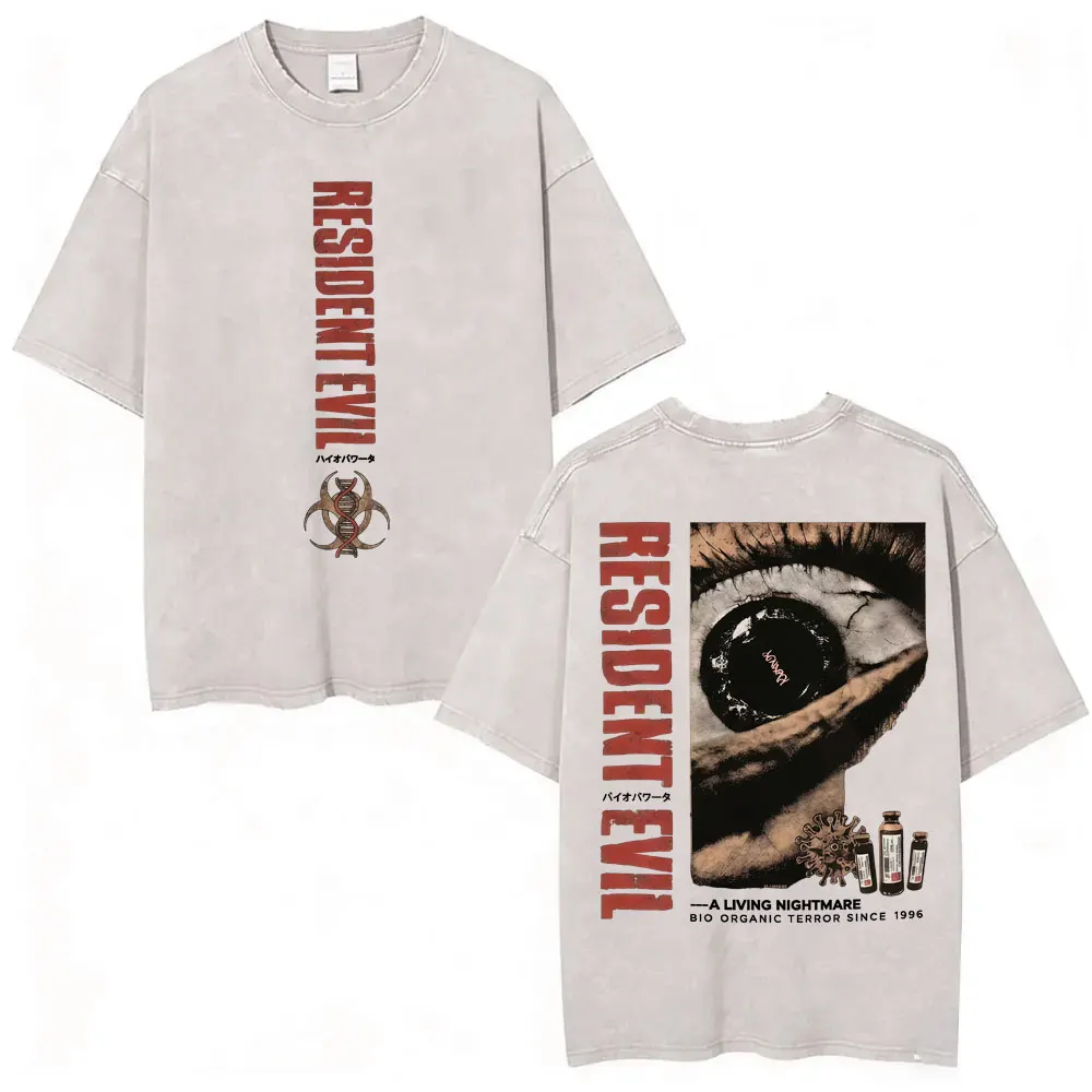Resident Evil Requiem Washed T Shirt Leon Kennedy Grace Ashcroft Vintage 90s T-shirts Men Women Fashion Classic Harajuku T-shirt