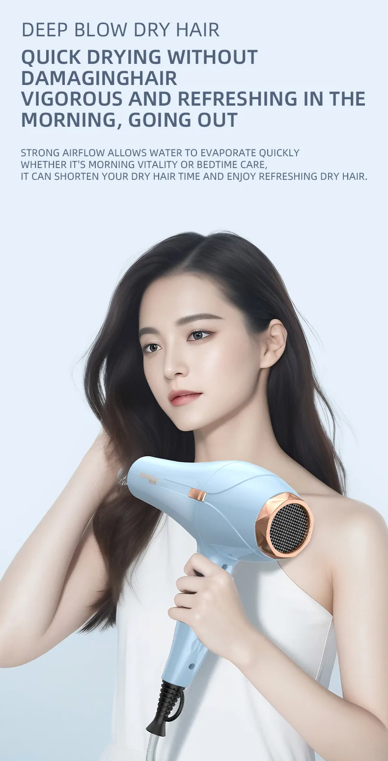 11 Second Fast Dry Hair Dryer With Pure Copper Core, High-Speed Blue Light Negative Ion Hair Care, Home Hair Salon Hair Dryer
