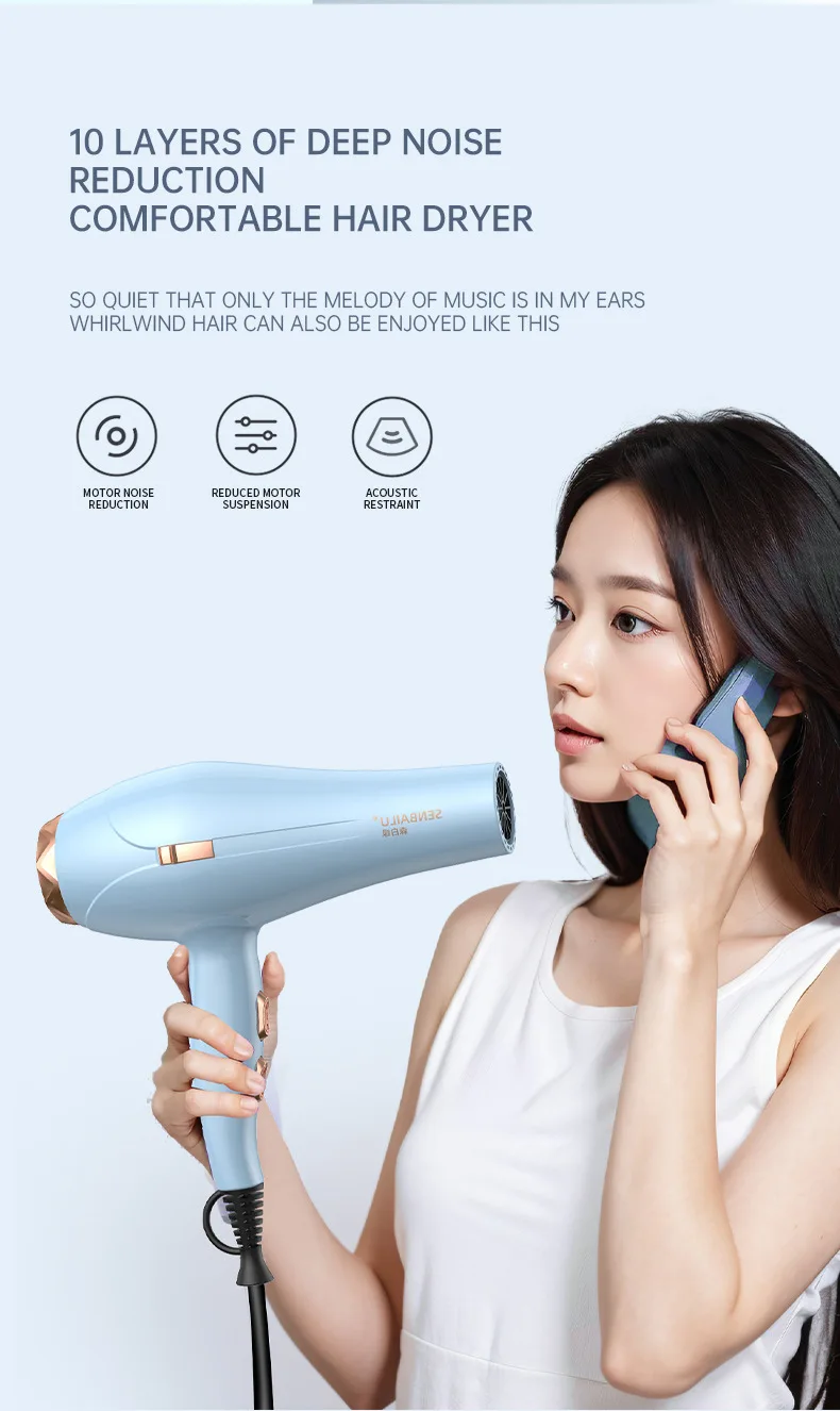 11 Second Fast Dry Hair Dryer With Pure Copper Core, High-Speed Blue Light Negative Ion Hair Care, Home Hair Salon Hair Dryer