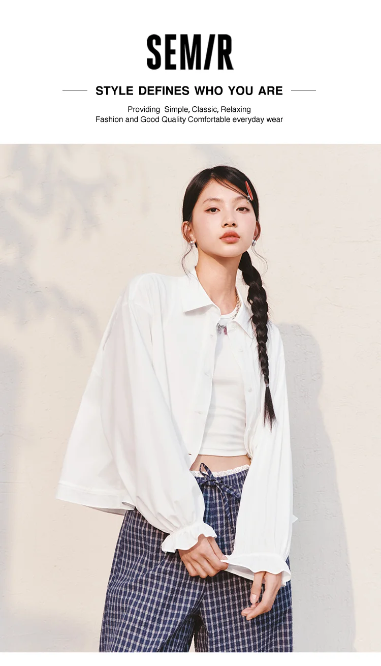 Semir Women Shirt UV Protection Cool Lantern Sleeve Drawstring Oversized Shirt 2026 Summer