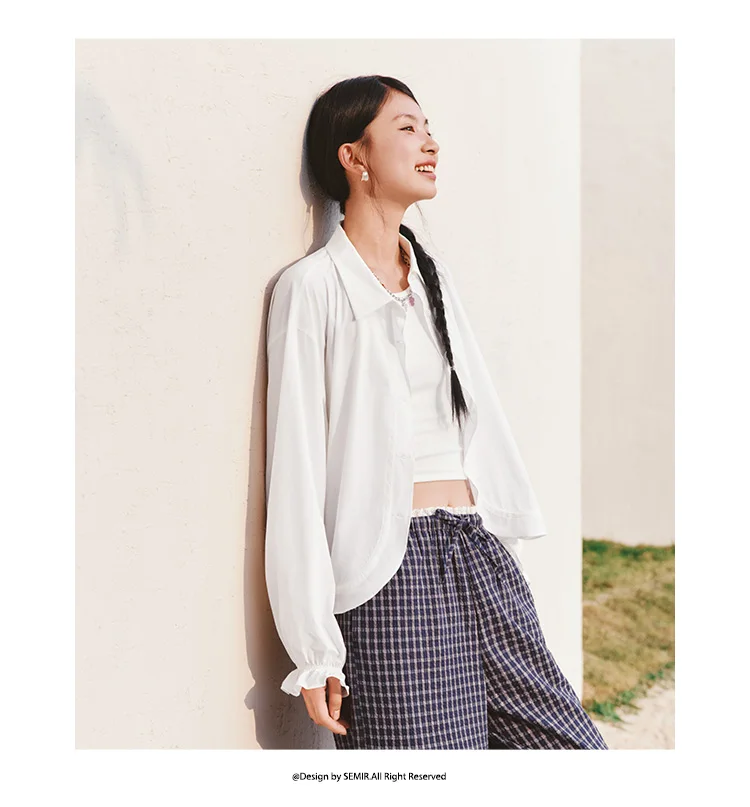 Semir Women Shirt UV Protection Cool Lantern Sleeve Drawstring Oversized Shirt 2026 Summer