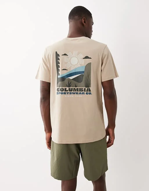 CSC Outdoor Back Graphic T-shirt in Beige High-end Luxury Unisex Style Both of Men and Women