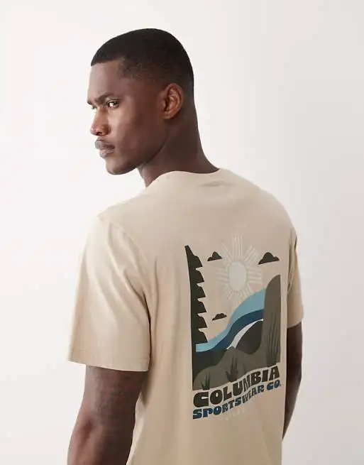 CSC Outdoor Back Graphic T-shirt in Beige High-end Luxury Unisex Style Both of Men and Women