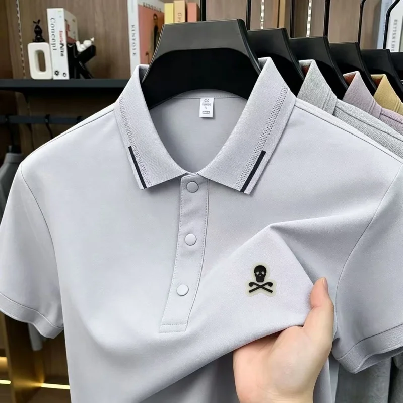 Men's new luxury polo shirt breathable comfort quick-dry short sleeve business casual sports exquisite fashion offset print tee