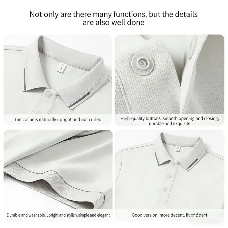 Men's new luxury polo shirt breathable comfort quick-dry short sleeve business casual sports exquisite fashion offset print tee