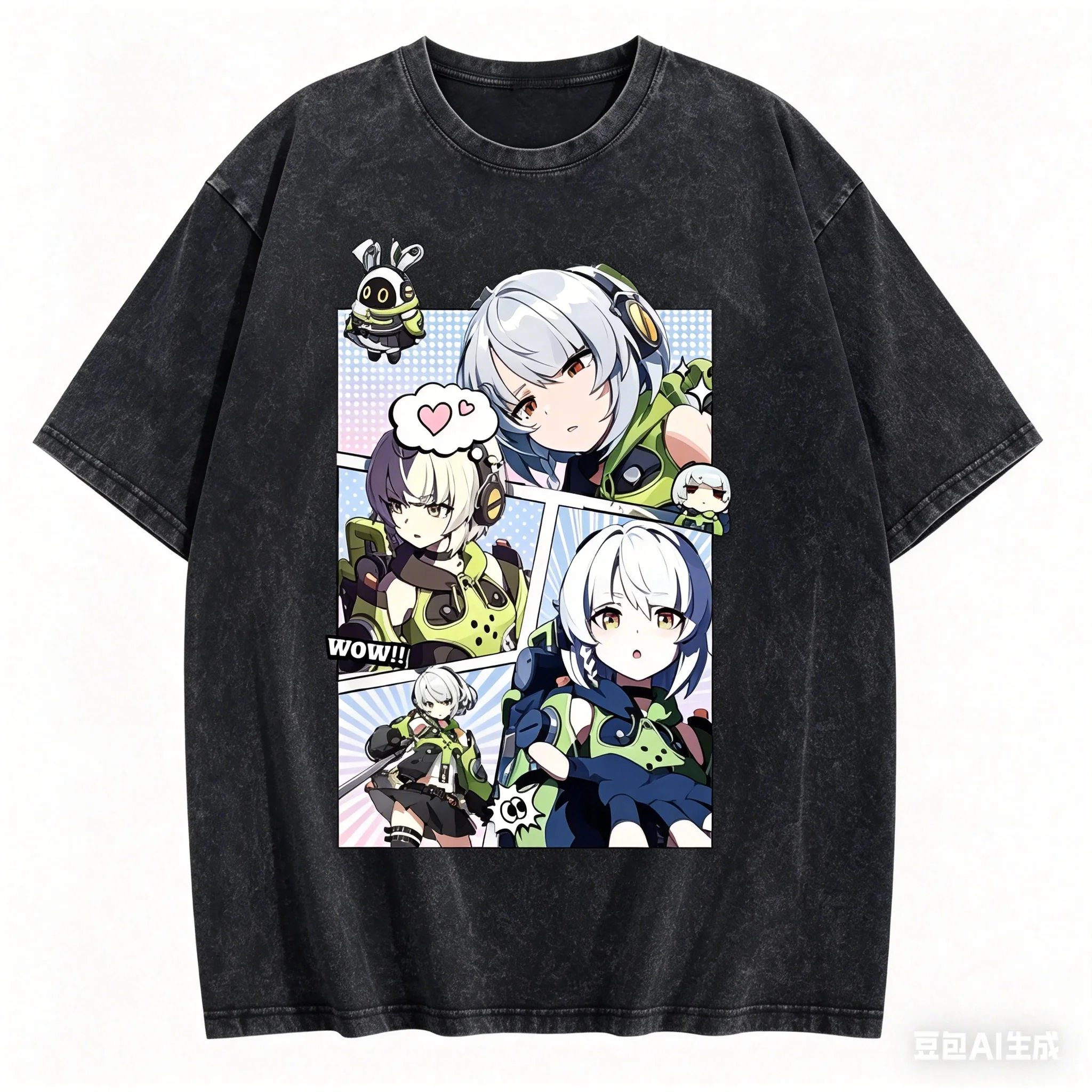 CookieRun Kingdom Washed T-shirt personality Clothes New Model Anime Tshirt Year round clothing Couples Plus Size Unisex Classic