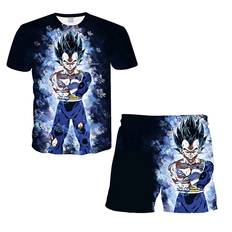 Dragon Ball Z 3D T-shirt Set for Boys Girls Super Goku Saiyan Summer Top+Shorts Children's Short-Sleeve Birthday Gift for Boys