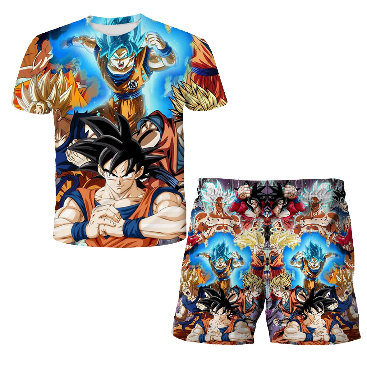 Dragon Ball Z 3D T-shirt Set for Boys Girls Super Goku Saiyan Summer Top+Shorts Children's Short-Sleeve Birthday Gift for Boys