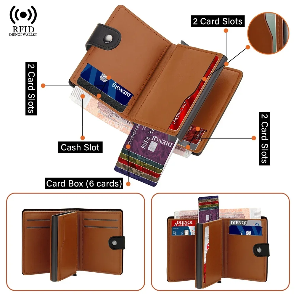 Rfid Small Men Wallets Luxury Brand Credit Card Holder Money Bags Pop Up Bank Cardholder Wallet Wallet for Men Cartera Hombre