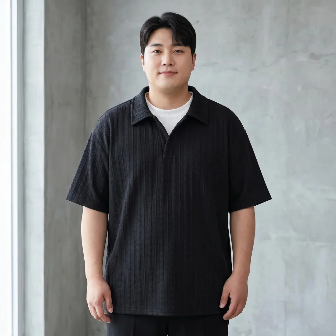 Plus Size Men's Short Sleeve T-Shirt Casual Trendy Summer V-Neck Tees Big Size Quick-Dry Breathable Antibacterial Tops Clothing