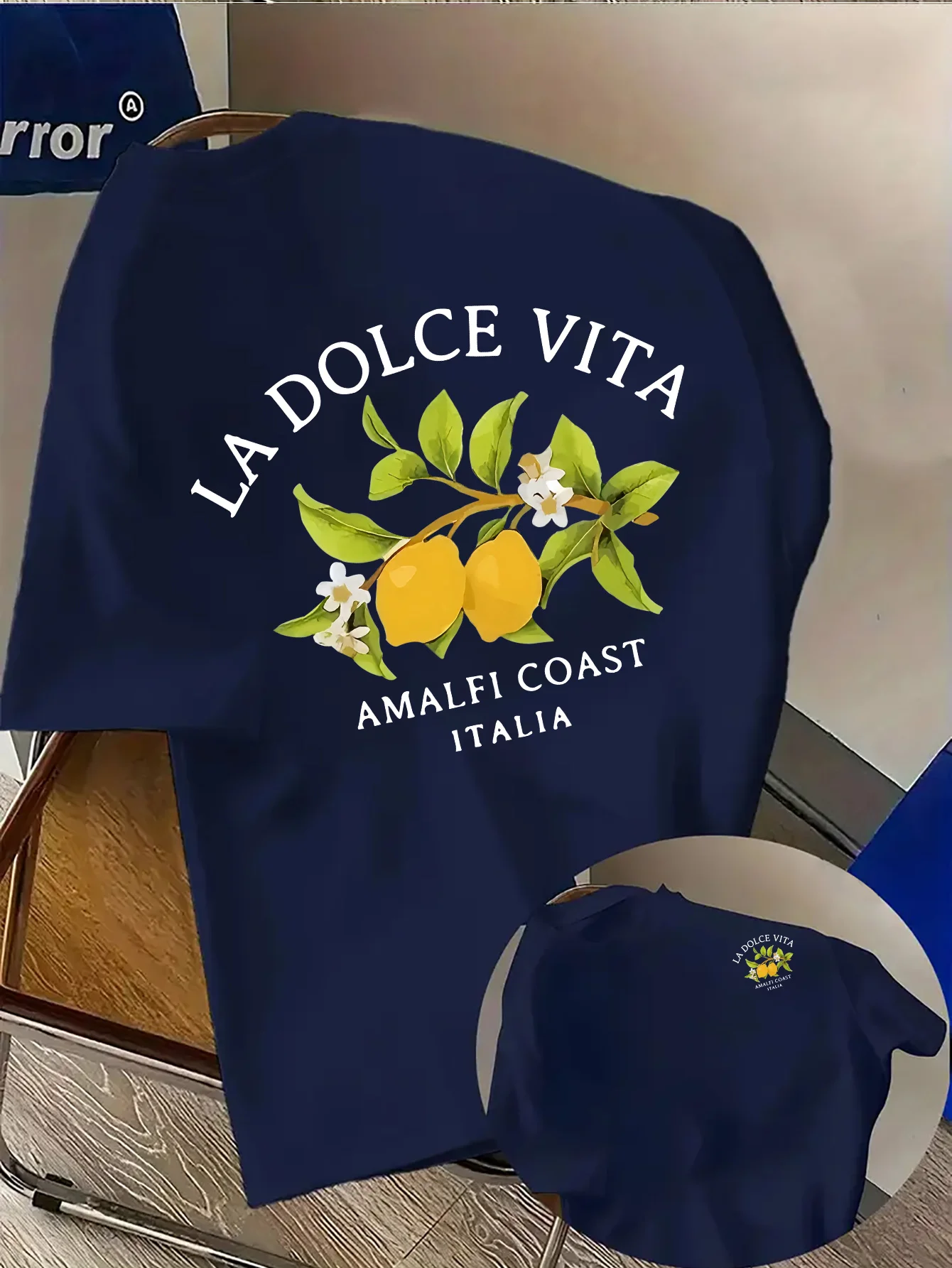 Amalfi Coast Lemon Branch Print with La Dolce Vita Text on 100 Cotton Mens T Shirt Great for Summer Vacation and Casual Outings