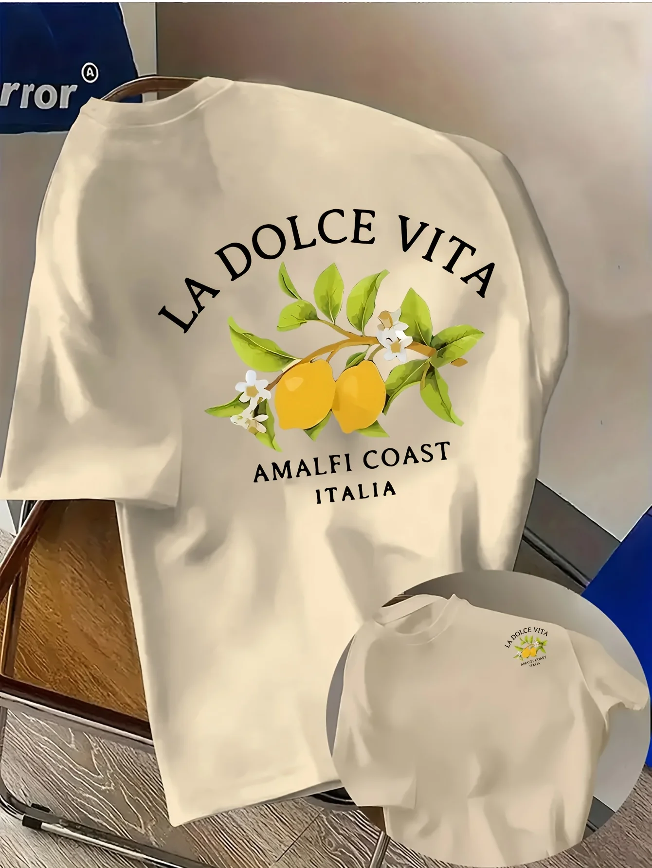Amalfi Coast Lemon Branch Print with La Dolce Vita Text on 100 Cotton Mens T Shirt Great for Summer Vacation and Casual Outings