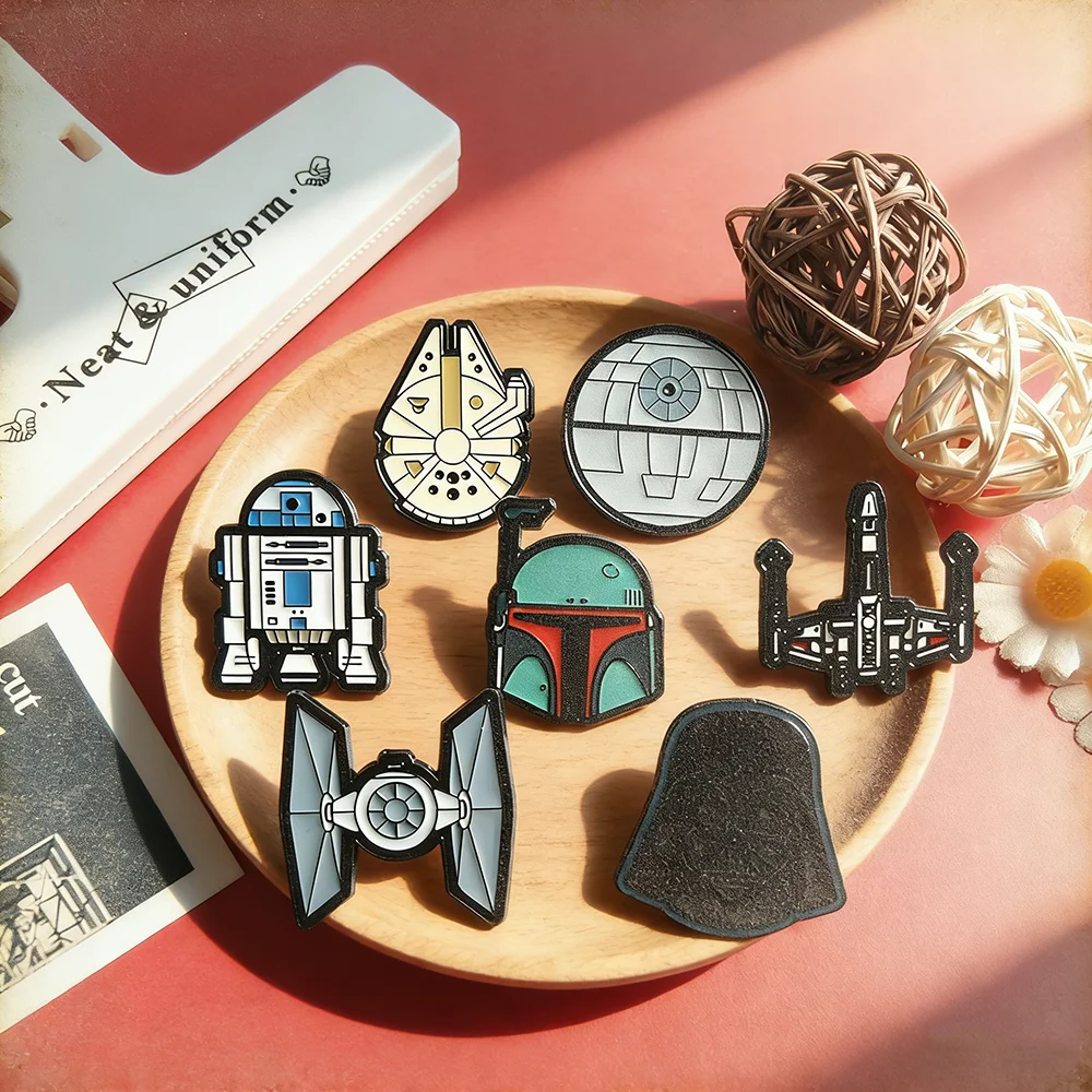 7pcs Star Wars Brooch Set for Women Enamel Pins - Stormtrooper Darth Vader Millennium Falcon Movie Metal Badge Jewelry Gift
