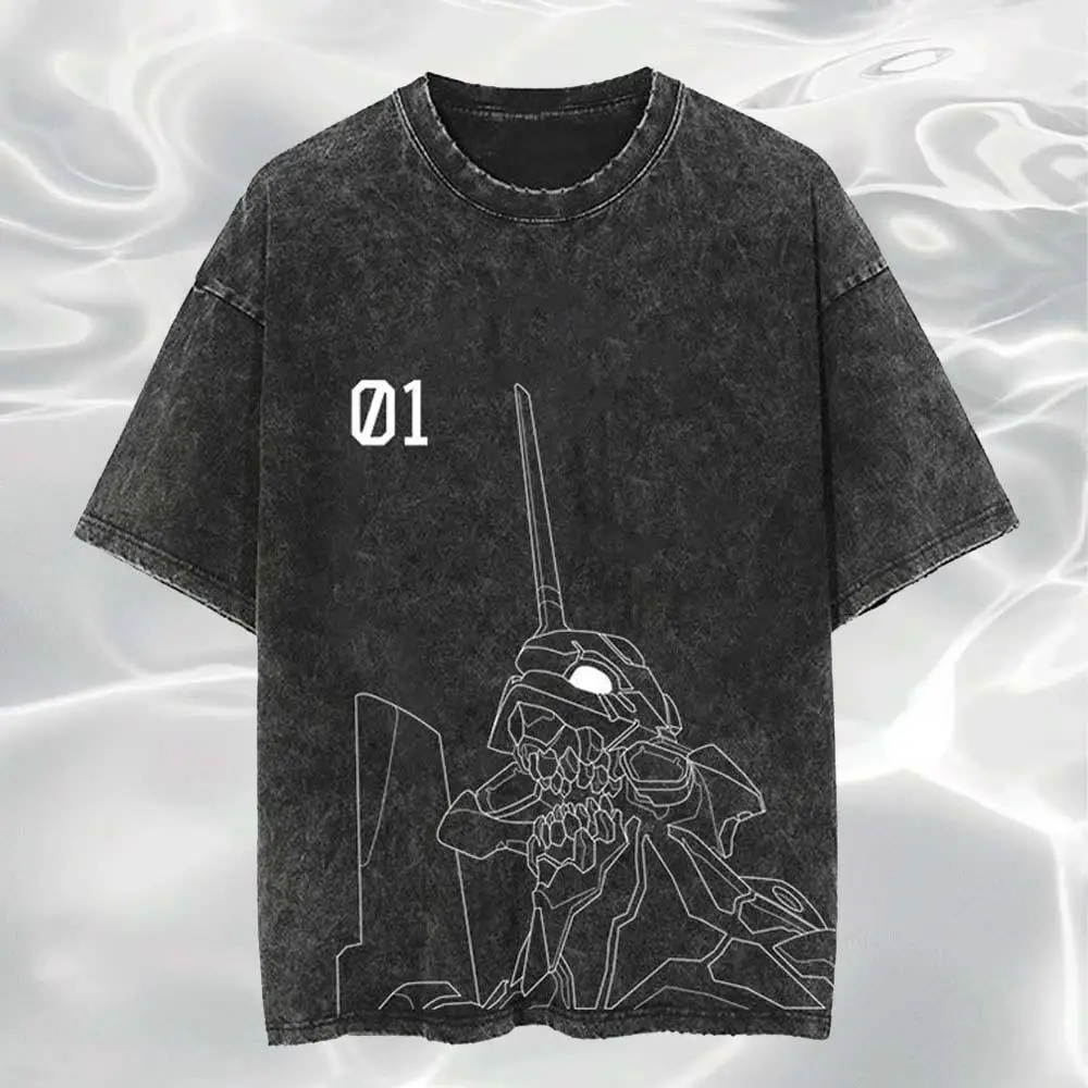 Vintage Pyramid Head Print Washed T-Shirt High-Quality Loose-Fit Versatile Tee Soft Breathable Comfortable Fabric Streetwear