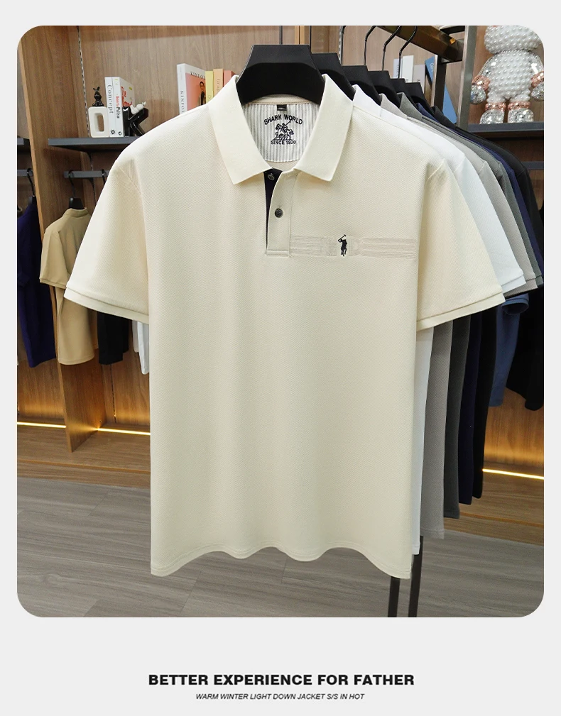 High end brand embroidered short sleeve POLO shirt men's lapel Golf top summer silk cotton fashion business casual Paul T-shirt