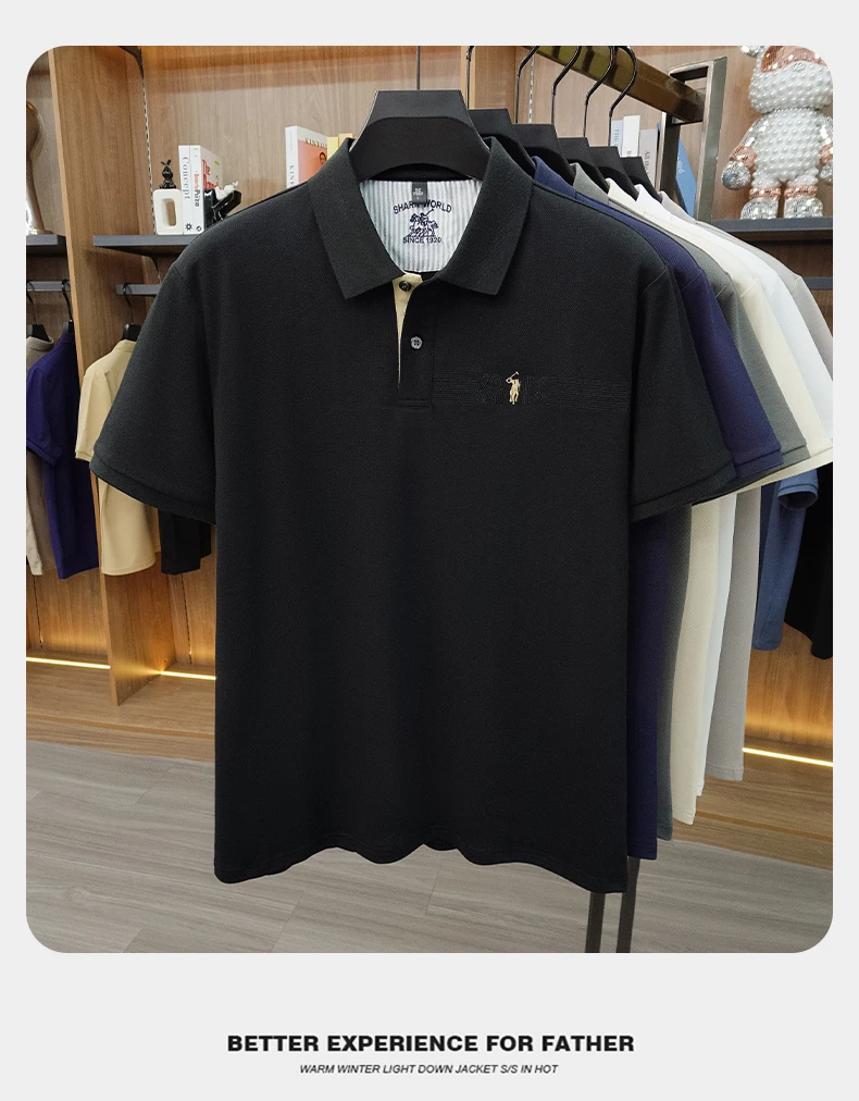 High end brand embroidered short sleeve POLO shirt men's lapel Golf top summer silk cotton fashion business casual Paul T-shirt