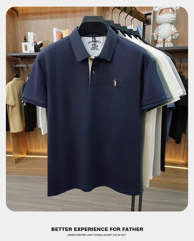 High end brand embroidered short sleeve POLO shirt men's lapel Golf top summer silk cotton fashion business casual Paul T-shirt