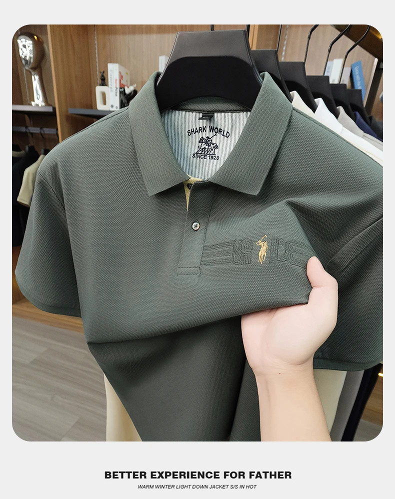 High end brand embroidered short sleeve POLO shirt men's lapel Golf top summer silk cotton fashion business casual Paul T-shirt