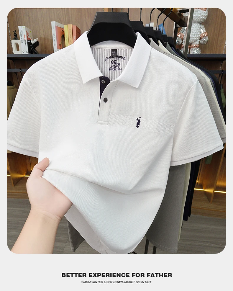 High end brand embroidered short sleeve POLO shirt men's lapel Golf top summer silk cotton fashion business casual Paul T-shirt