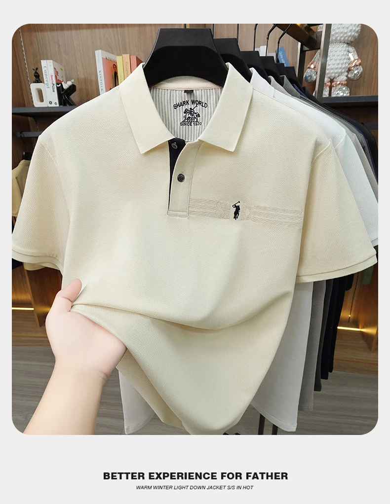 High end brand embroidered short sleeve POLO shirt men's lapel Golf top summer silk cotton fashion business casual Paul T-shirt