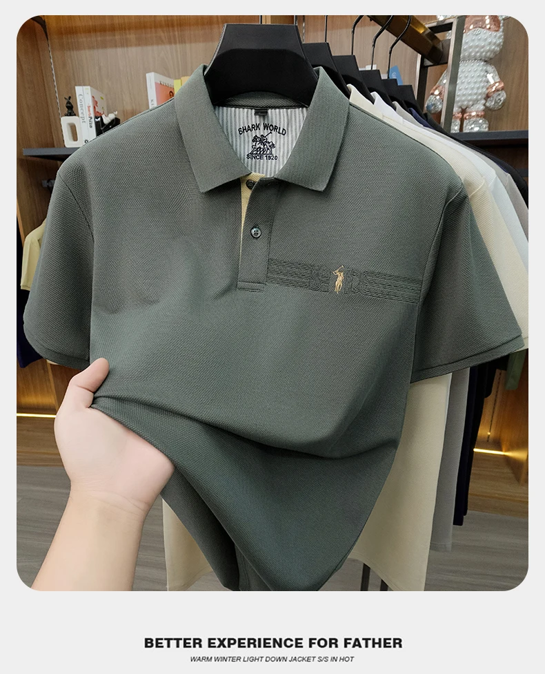 High end brand embroidered short sleeve POLO shirt men's lapel Golf top summer silk cotton fashion business casual Paul T-shirt