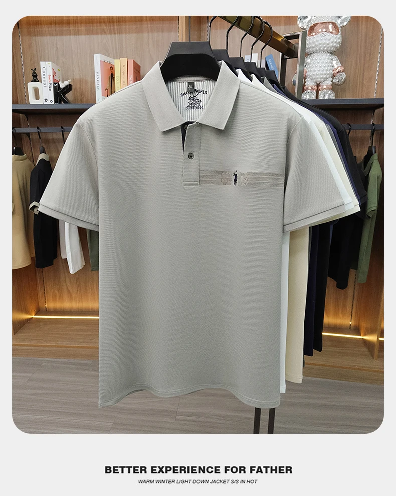 High end brand embroidered short sleeve POLO shirt men's lapel Golf top summer silk cotton fashion business casual Paul T-shirt
