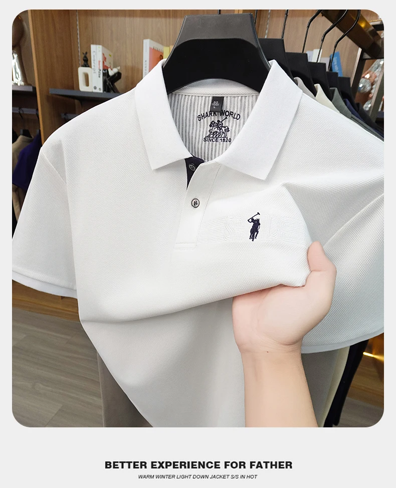 High end brand embroidered short sleeve POLO shirt men's lapel Golf top summer silk cotton fashion business casual Paul T-shirt