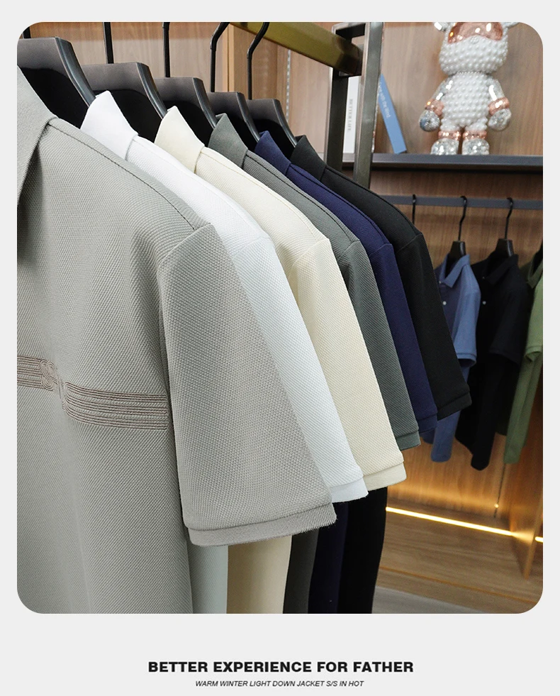 High end brand embroidered short sleeve POLO shirt men's lapel Golf top summer silk cotton fashion business casual Paul T-shirt