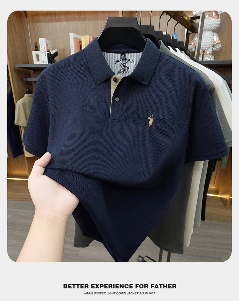 High end brand embroidered short sleeve POLO shirt men's lapel Golf top summer silk cotton fashion business casual Paul T-shirt