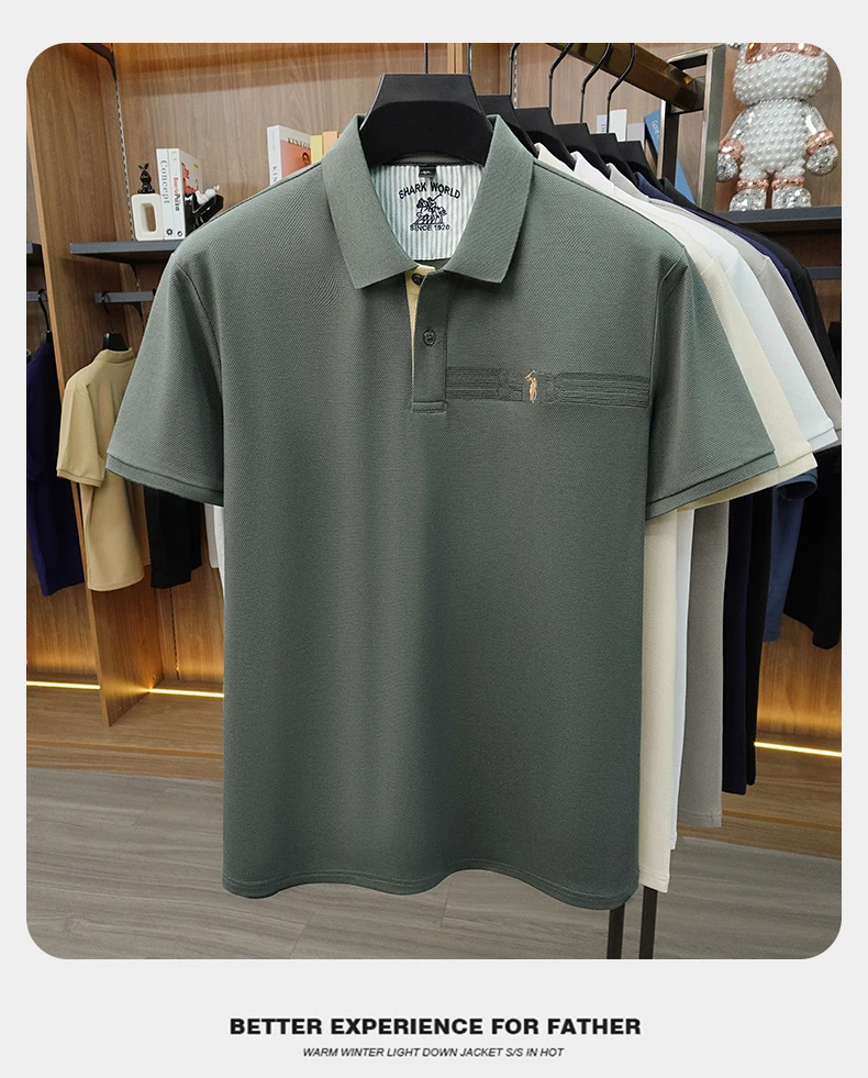 High end brand embroidered short sleeve POLO shirt men's lapel Golf top summer silk cotton fashion business casual Paul T-shirt