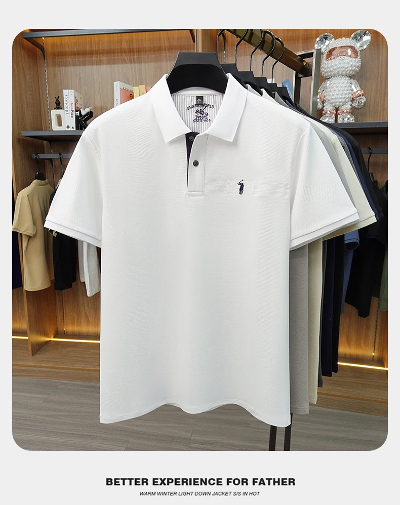 High end brand embroidered short sleeve POLO shirt men's lapel Golf top summer silk cotton fashion business casual Paul T-shirt