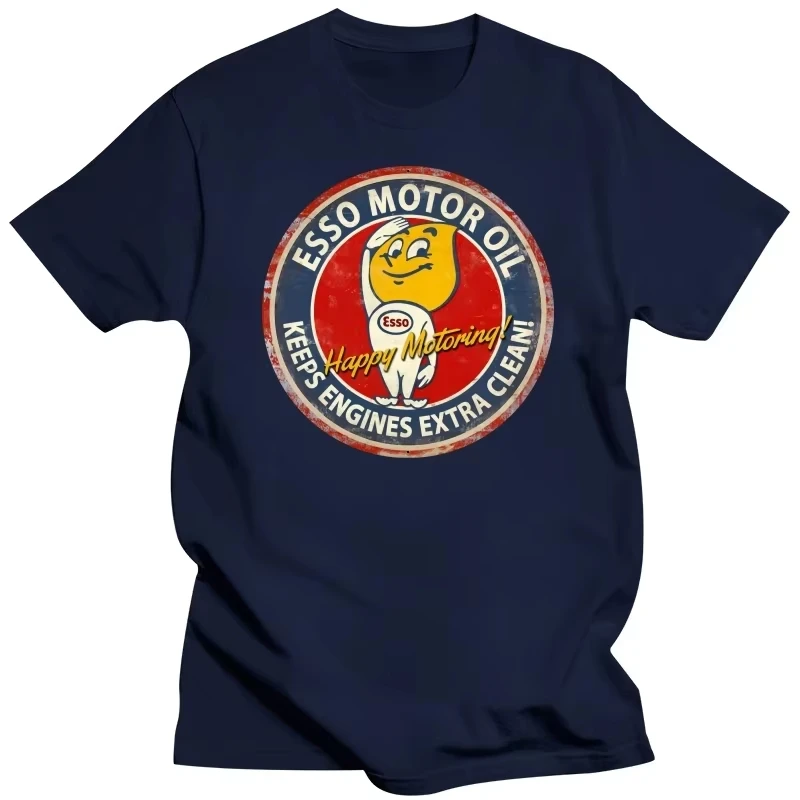 Esso logo retro gasoline engine oil T-shirt, pure cotton loose-fitting couple street style shirt graphic t shirts
