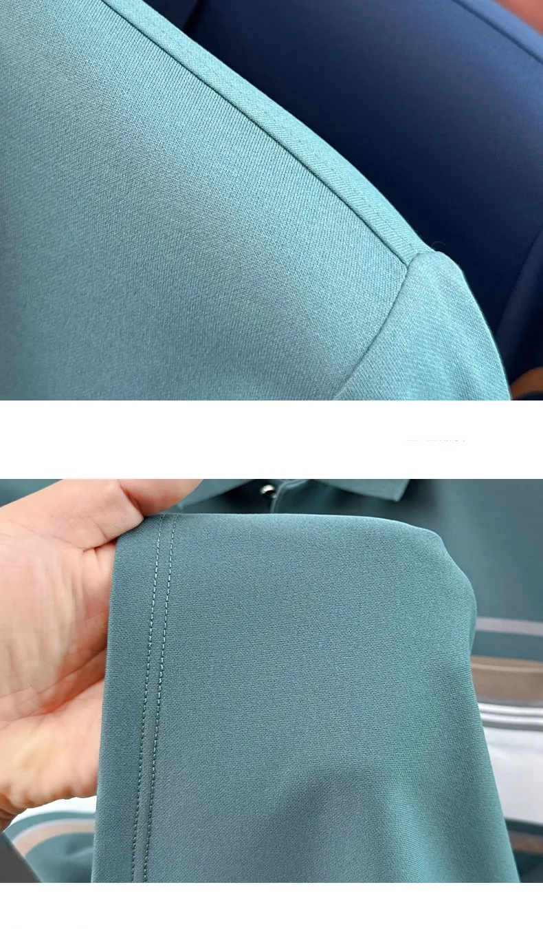 Fashion striped color blocked short sleeve polo shirt high-quality men's new comfort pocket T-shirt summer breathable casual top