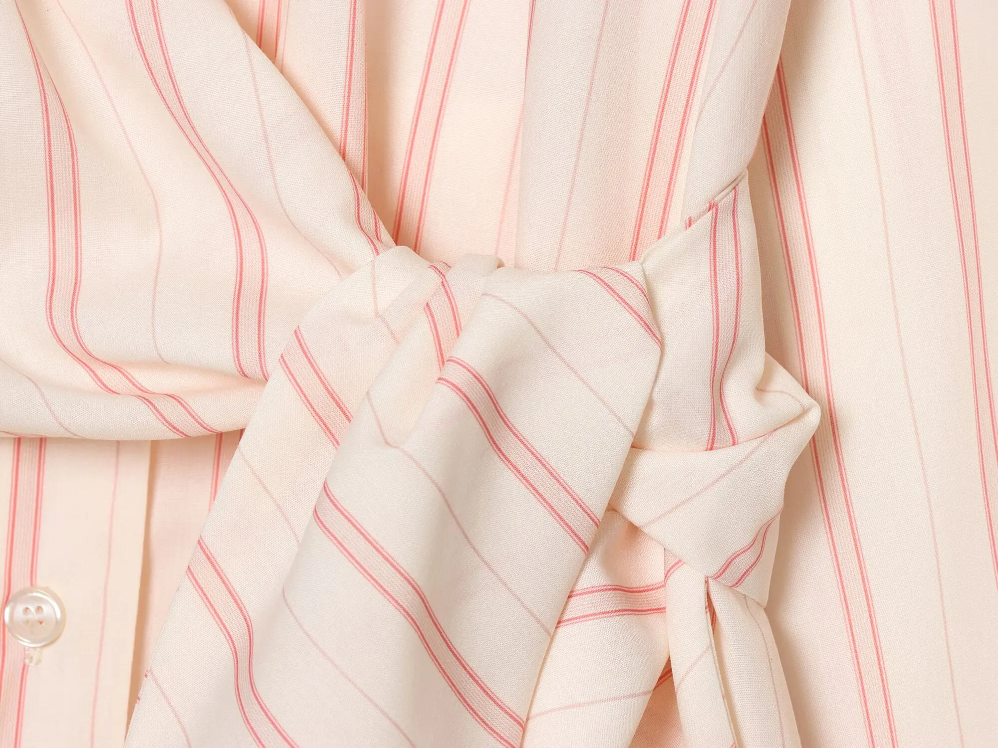 Women's Striped Shirt New 2026 Spring Long Sleeve V Neck Pocket Button Knot Decoration Loose Women Shirt & Blouses Female Tops