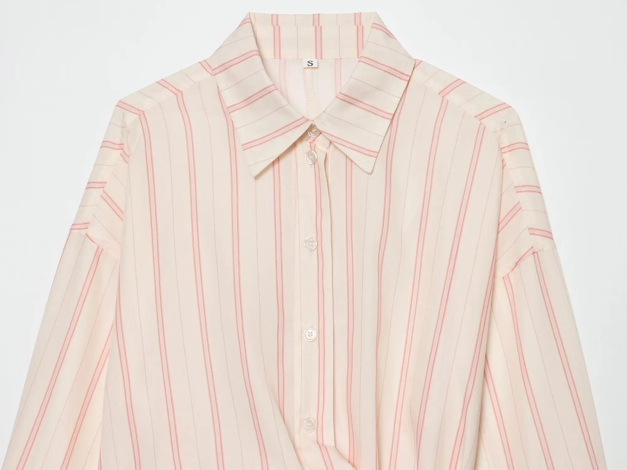 Women's Striped Shirt New 2026 Spring Long Sleeve V Neck Pocket Button Knot Decoration Loose Women Shirt & Blouses Female Tops