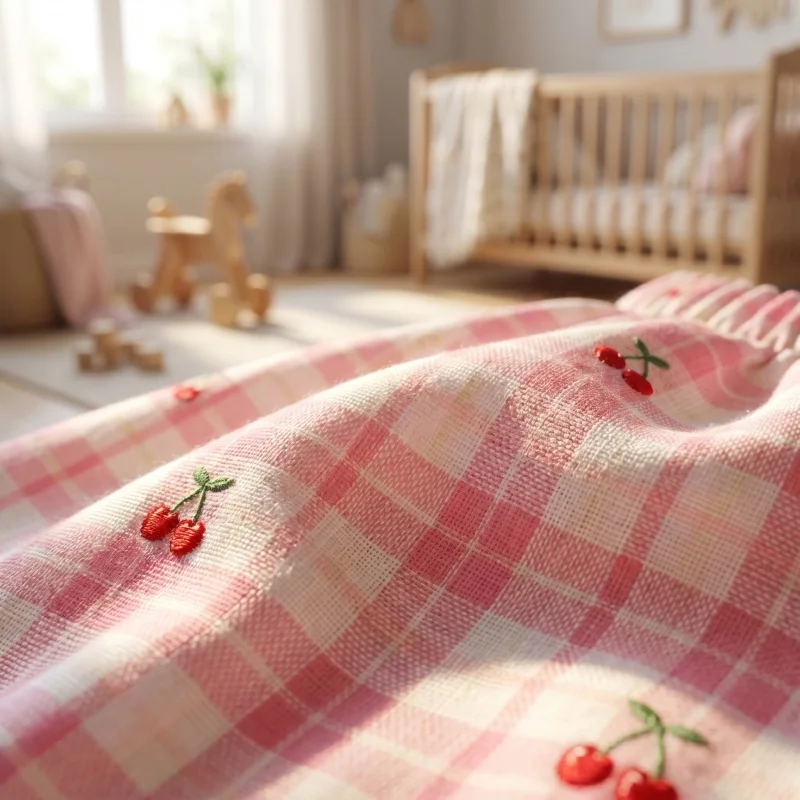 2026 Summer Girls Plaid Print Loose Harem Trousers Kids Cartoon Lightweight Anti Mosquito Long Pants Children Bloomers