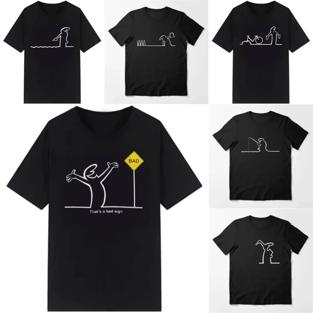 Osvaldo Cavandoli La Linea Cartoon Print TShirt Men Women Unisex Streetwear Fashion Harajuku Kawaii T-shirt Women's Y2K Clothing