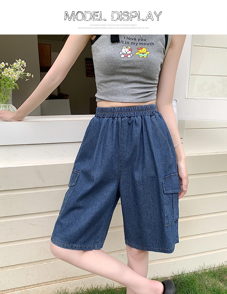 AOSSVIAO Trendy Loose Versatile Dad Shorts 2026 Summer New Women's Denim Shorts Straight Thin Japanese Style Knee-length Pants
