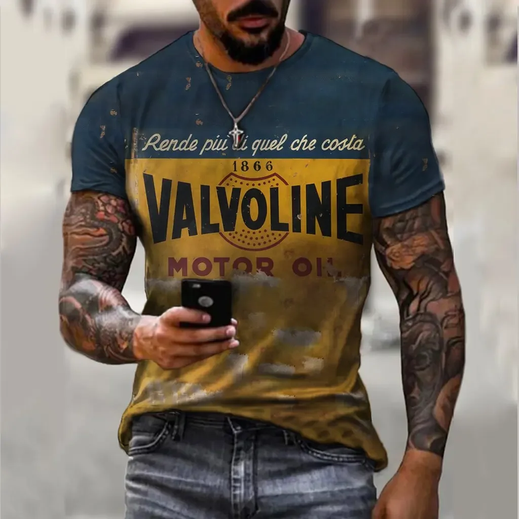 New Arrives Men's Tshirt Lemans Car Vintage Pattern T shirts Summer Oversized Casual Tees Mens Short Sleeve Tops Men Clothing