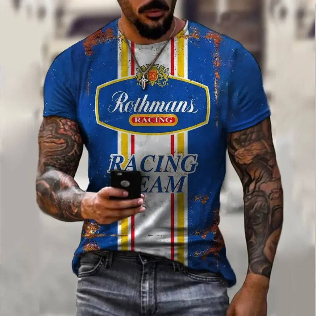 New Arrives Men's Tshirt Lemans Car Vintage Pattern T shirts Summer Oversized Casual Tees Mens Short Sleeve Tops Men Clothing