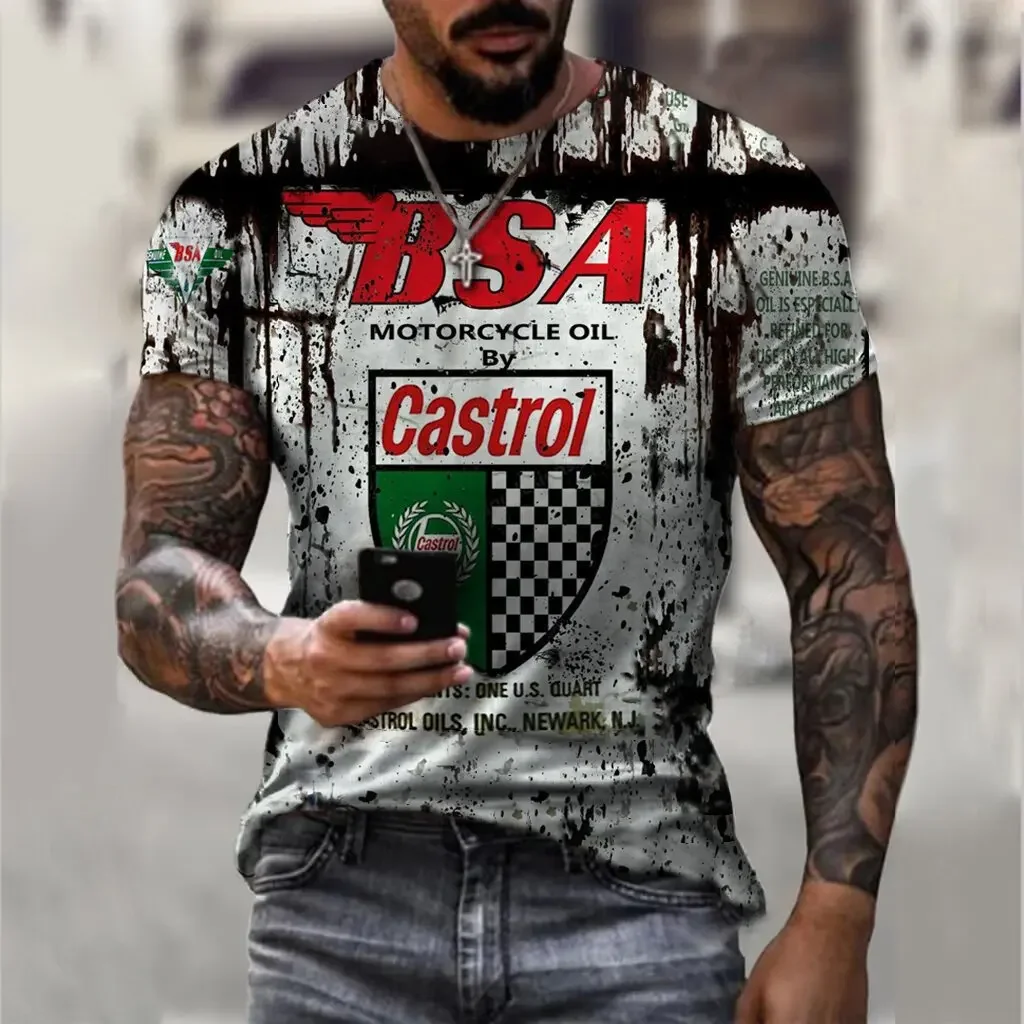 New Arrives Men's Tshirt Lemans Car Vintage Pattern T shirts Summer Oversized Casual Tees Mens Short Sleeve Tops Men Clothing